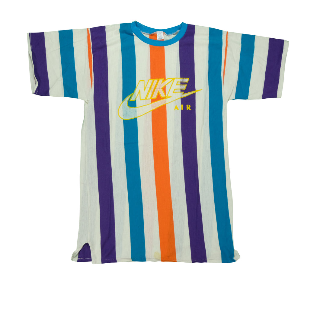Vintage NIKE Air Spell Out Striped T Shirt 80s 90s Multicolor M