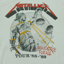Load image into Gallery viewer, Vintage SIGNAL Metallica...And Justice For All With The Cult 1988-89 Tour T Shirt 80s White XL
