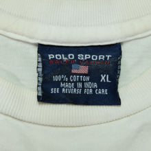 Load image into Gallery viewer, Vintage POLO SPORT Ralph Lauren Spell Out USA Flag T Shirt 90s White Navy Blue XL
