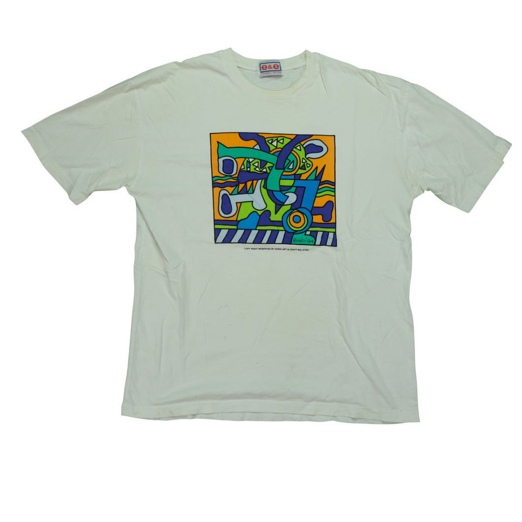 Vintage DODO ART Abstract Art 1994 T Shirt 90s White