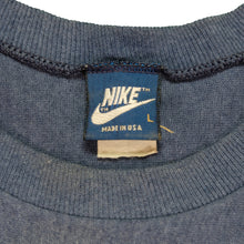 Load image into Gallery viewer, Vintage NIKE Spell Out Sleeves T Shirt 80s Navy Blue L

