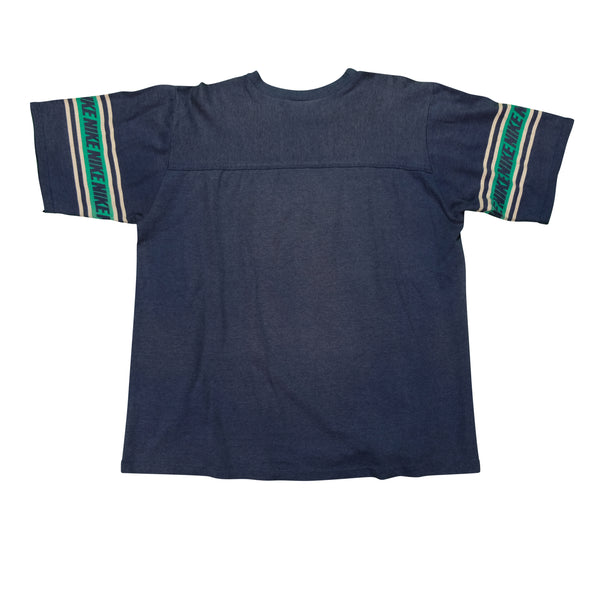 Vintage NIKE Spell Out Sleeves T Shirt 80s Navy Blue L