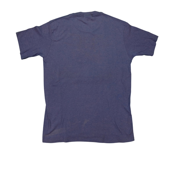 Vintage NIKE Spell Out Swoosh T Shirt 80s Navy Blue XL