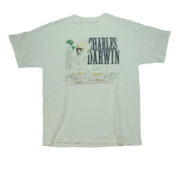 Vintage Charles Darwin T Shirt 90s White