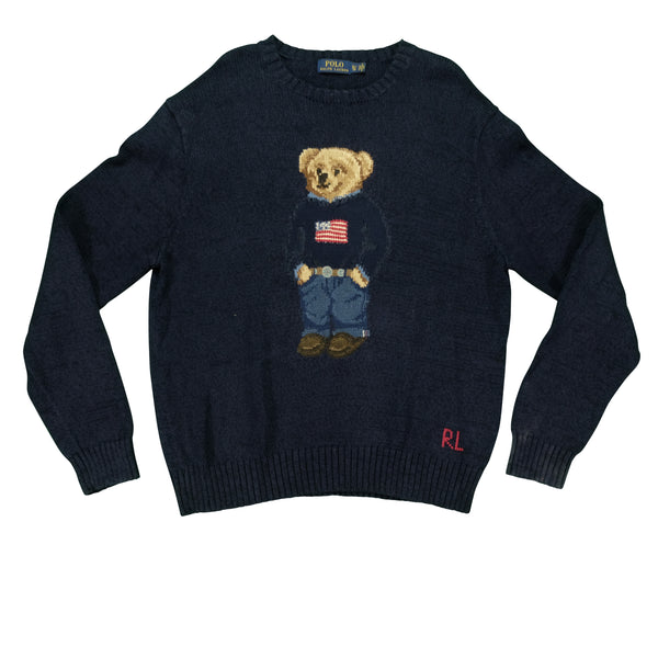 Vintage Polo Ralph Lauren Retro USA Flag Bear Sweater