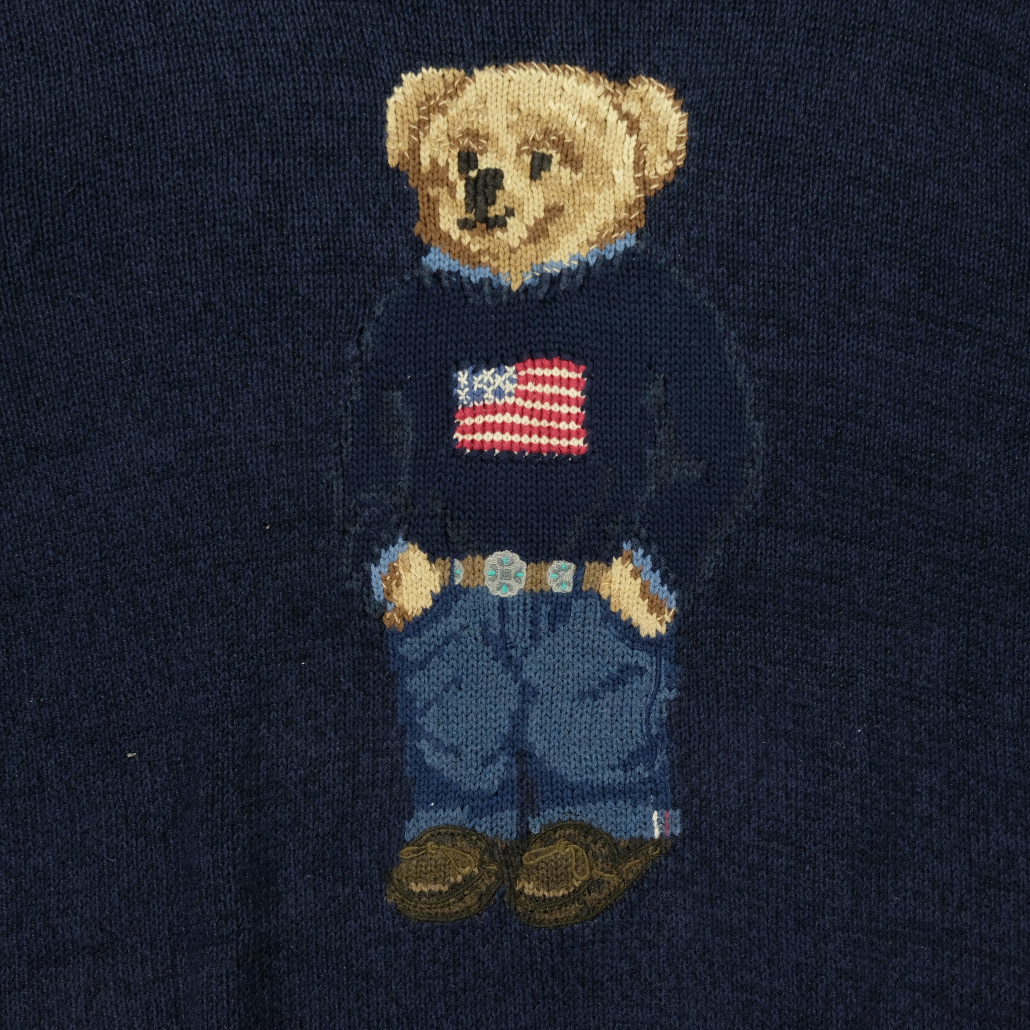 Vintage Polo Ralph Lauren Retro USA Flag Bear Sweater | Reset 