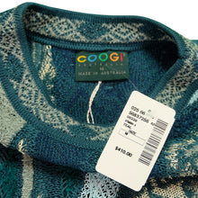 Load image into Gallery viewer, Vintage COOGI Australia Crazy Striped Knit Sweater 90s Biggie Cosby Green Blue NWT M
