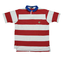 Load image into Gallery viewer, Vintage POLO RALPH LAUREN Spell Out Cookie Logo Pocket Striped Polo Shirt 90s White Red XL

