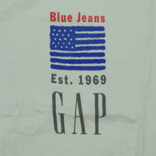 Load image into Gallery viewer, Vintage GAP Blue Jeans Est. 1969 USA Flag T Shirt 2000s White L
