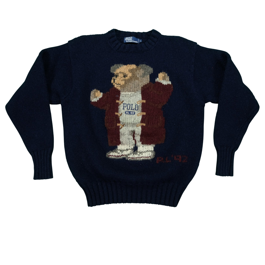 Vintage Polo Ralph Lauren RL 92 Toggle Coat Bear Sweater