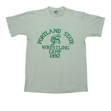 Load image into Gallery viewer, Vintage NIKE Spell Out Portland State Wrestling Camp 1992 T Shirt 90s White L
