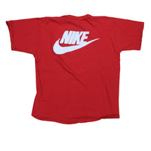 Load image into Gallery viewer, Vintage NIKE Lester Conner Power Rents Open House Clinic Spell Out Swoosh T Shirt 70s 80s Red XL
