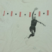 Load image into Gallery viewer, Vintage NIKE Michael Jordan Dunking Spell Out Swoosh T Shirt 90s White

