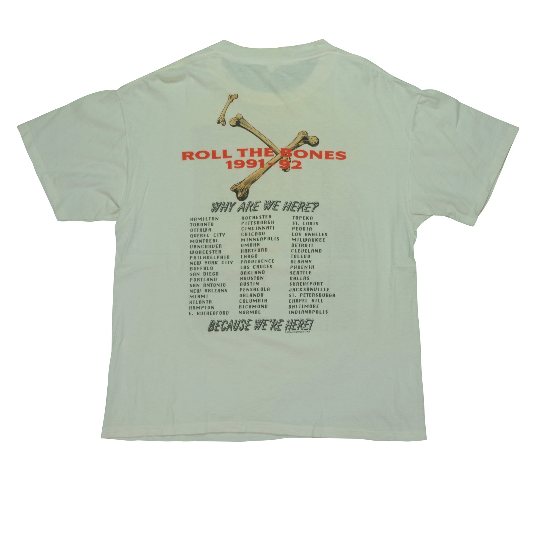 Vintage 1991-92 Rush Roll The Bones Album Tour Tee on Sportswear 