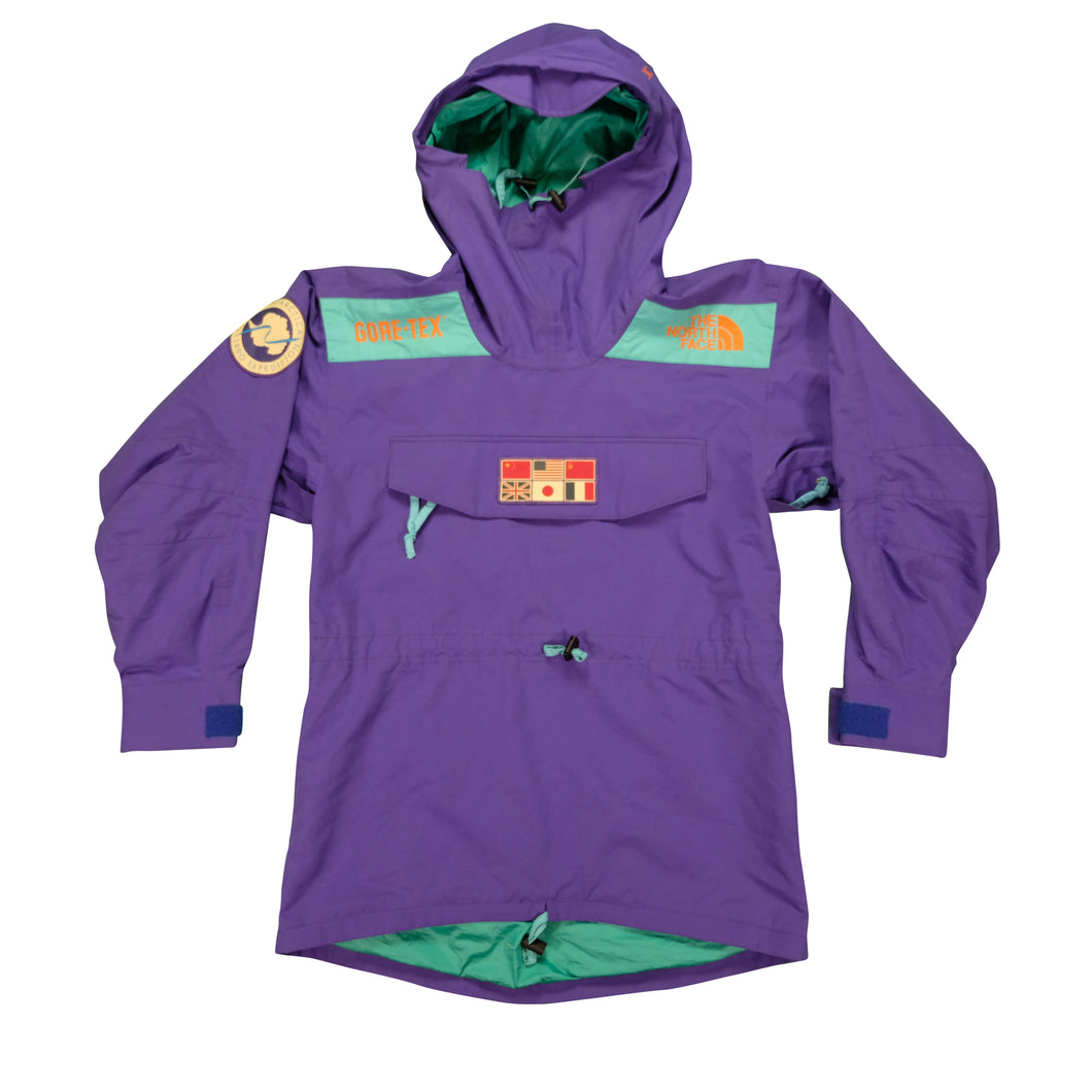 Vintage THE NORTH FACE Antarctica Expedition 1990 Color Block Gore-Tex Pullover Anorak Jacket 90s Purple S