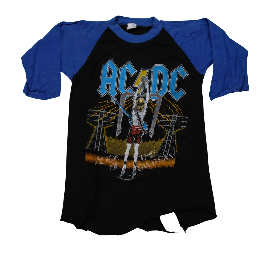 Vintage 1983 AC/DC Flick of the Switch Album Tour Raglan Tee