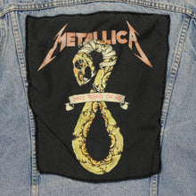 Load image into Gallery viewer, Vintage LEVI&#39;S Metallica Don&#39;t Tread on Me Snake Custom Patch Jean Jacket 80s 90s Blue
