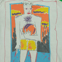 Load image into Gallery viewer, Vintage Soccer Man Primitive Portrait Art T Shirt 90s White M
