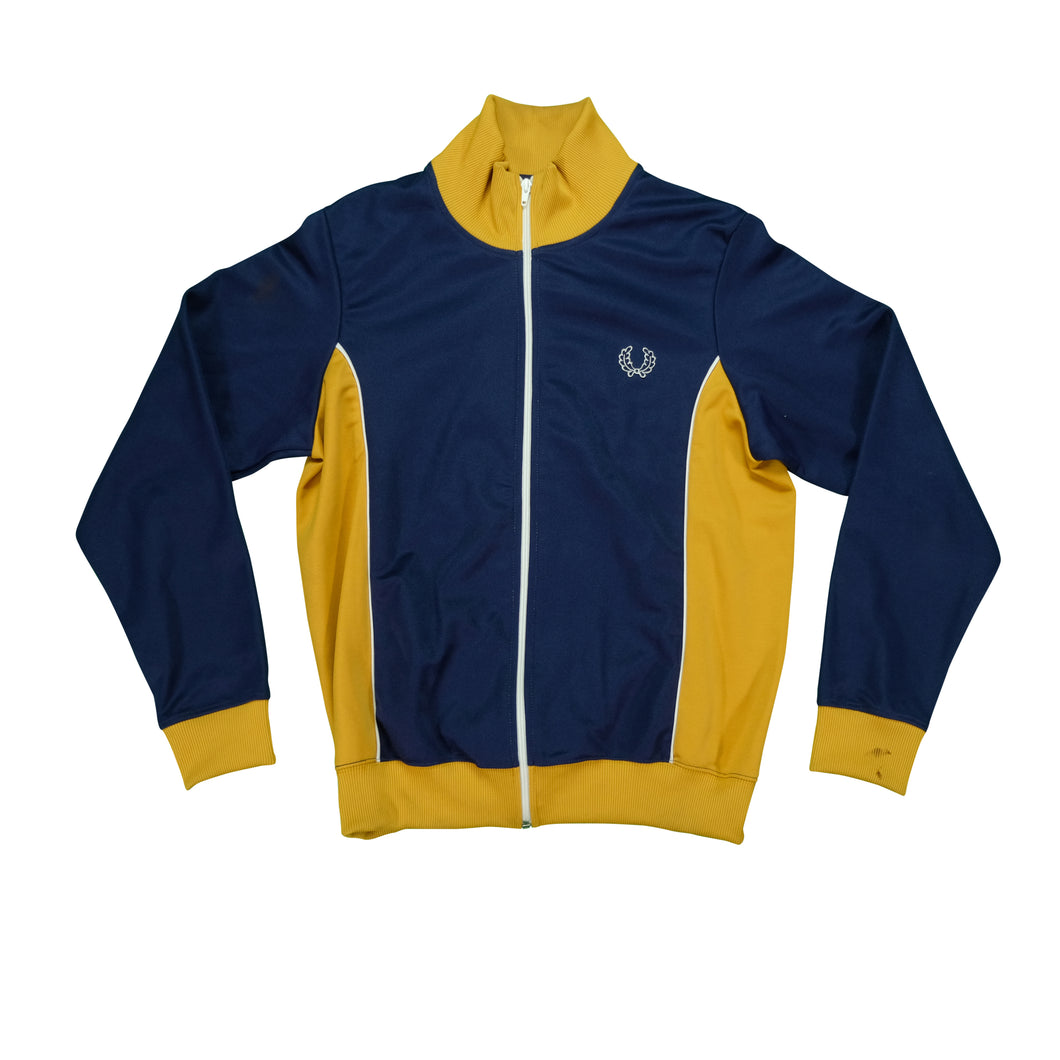 Vintage FRED PERRY Sportswear Crest Full Zip Track Jacket Sweatshirt 90s Blue Yellow S