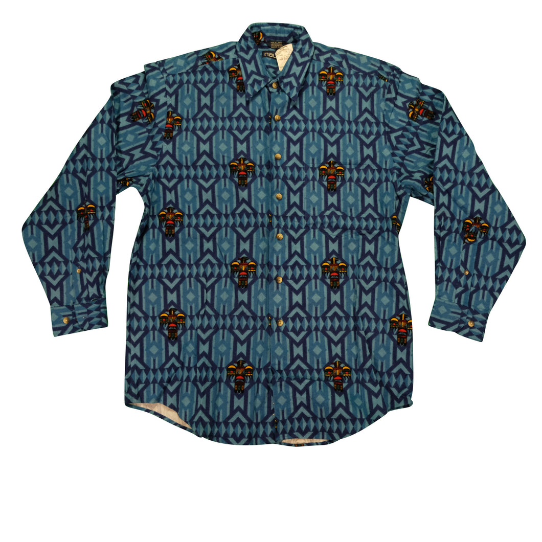 Vintage Nautica Aztec Tribal Print Button Front Shirt NWT