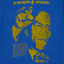 Load image into Gallery viewer, Vintage Malcolm X By Any Means Necessary T Shirt 80s 90s Blue L
