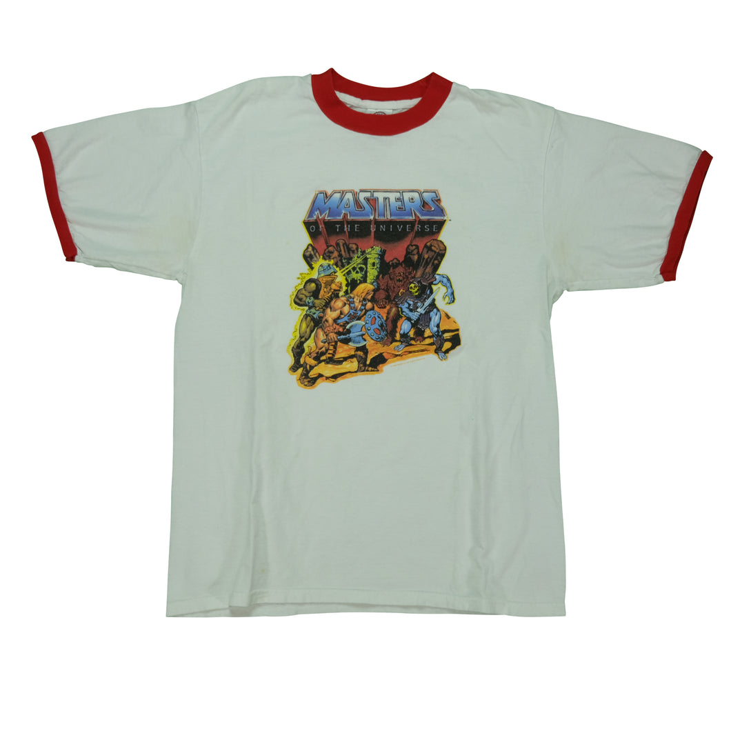 Vintage Masters of the Universe Ringer T Shirt 80s White Red M