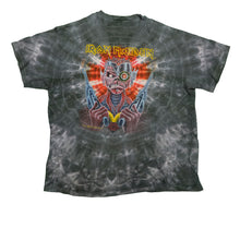 Load image into Gallery viewer, Vintage SYMMETRIA Iron Maiden Somewhere in Time 1987 Album Tie Dyed T Shirt 80s Black

