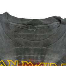 Load image into Gallery viewer, Vintage SYMMETRIA Iron Maiden Somewhere in Time 1987 Album Tie Dyed T Shirt 80s Black
