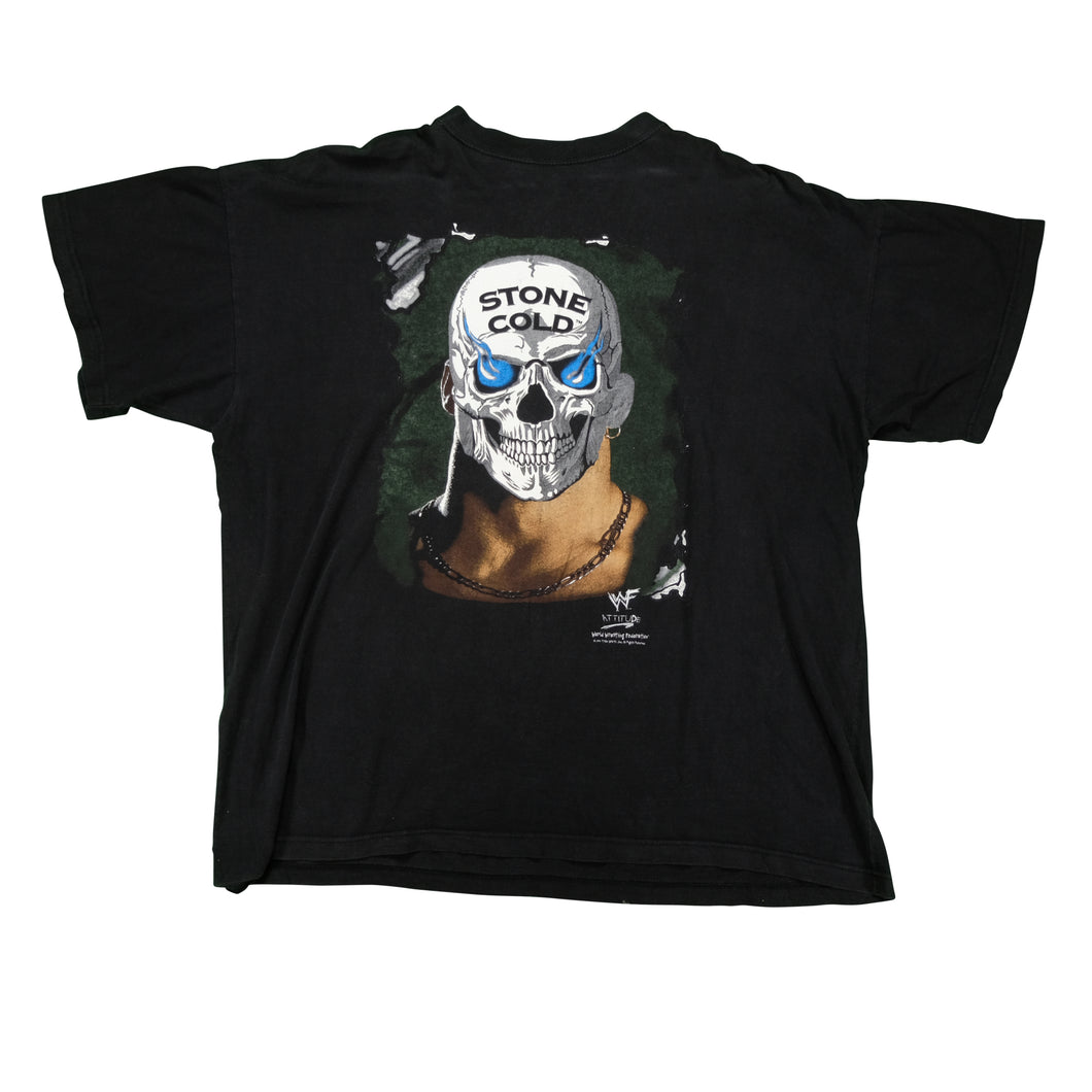 Vintage Stone Cold Steve Austin Skull WWF Attitude 1998 T Shirt 90s Black 2XL