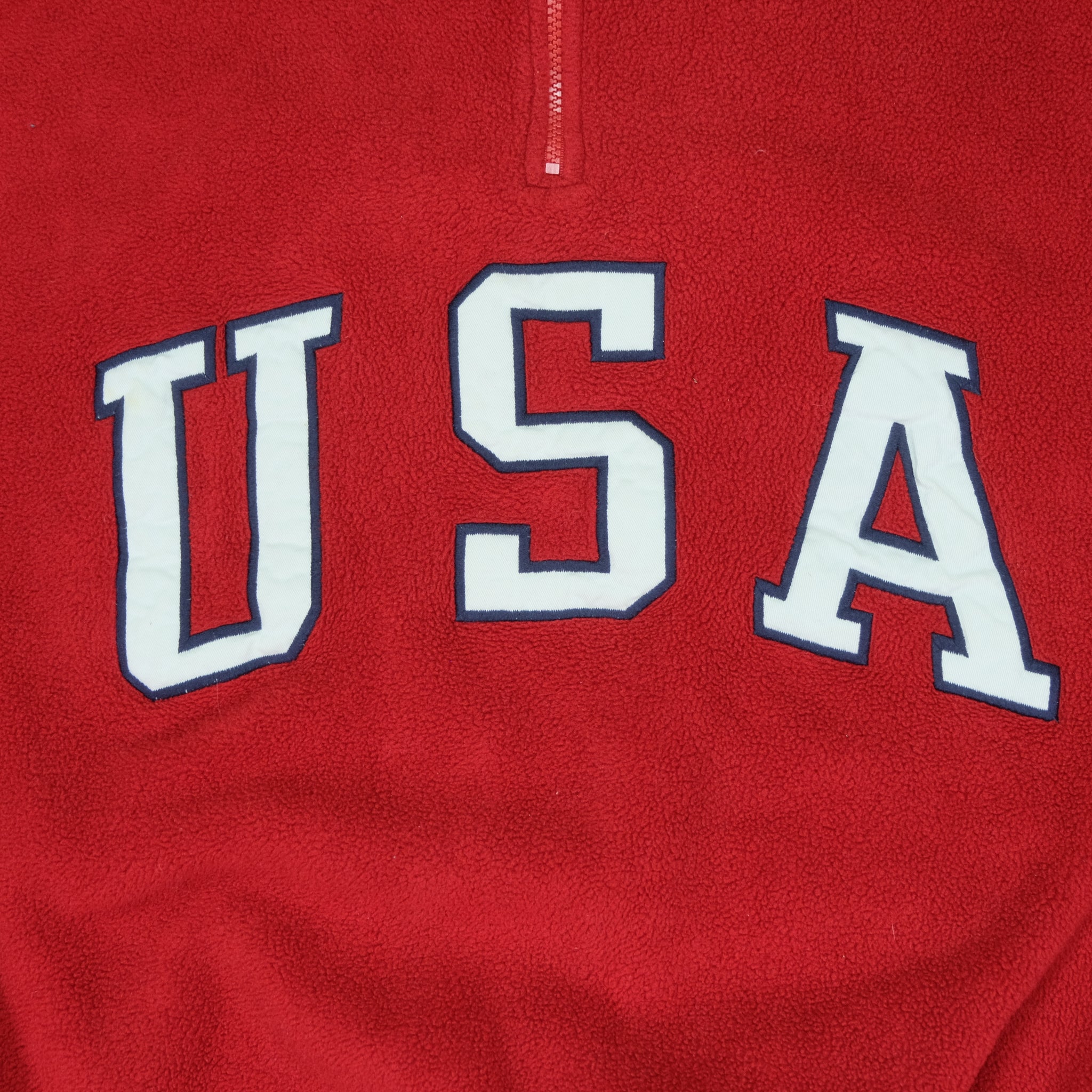 Vintage Polo Sport Ralph Lauren USA Flag Patch Spell Out Fleece 