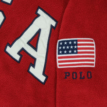 Load image into Gallery viewer, Vintage POLO SPORT Ralph Lauren USA Flag Patch Spell Out Fleece Sweatshirt 90s Red XL
