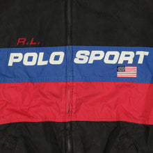 Load image into Gallery viewer, Vintage Polo Sport Ralph Lauren Spell Out USA Flag P Patch Striped Bomber Jacket
