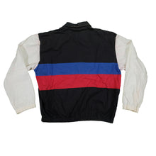 Load image into Gallery viewer, Vintage POLO SPORT Ralph Lauren Spell Out USA Flag P Patch Color Block Striped Bomber Jacket 90s Multicolor L
