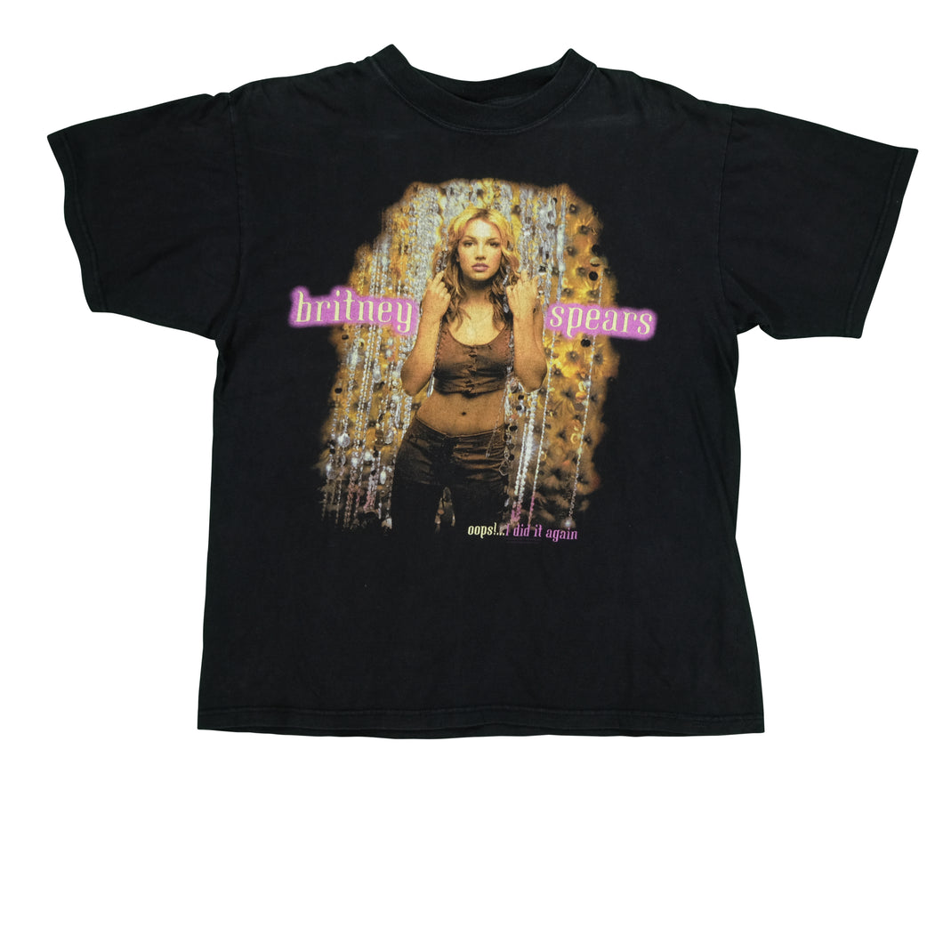 Vintage ALL SPORT Britney Spears Oops!... I Did It Again 2000 Tour T Shirt 2000s Black S