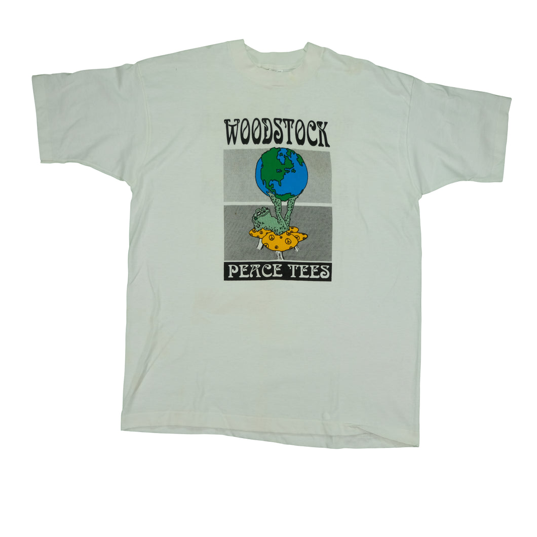Vintage Woodstock Peace Tees Music In The Mountains 1994 T Shirt 90s White XL