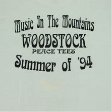 Load image into Gallery viewer, Vintage Woodstock Peace Tees Music In The Mountains 1994 T Shirt 90s White XL
