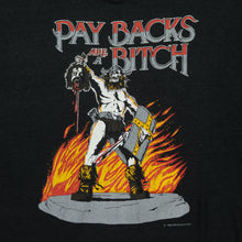 Load image into Gallery viewer, Vintage JRS ENTERPRISES Paybacks Are a Bitch Severed Head 1986 T Shirt 80s Black XL
