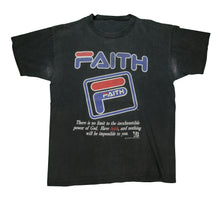 Load image into Gallery viewer, Vintage YOUNG BROTHERS Faith FILA Style Religious T Shirt 90s Black
