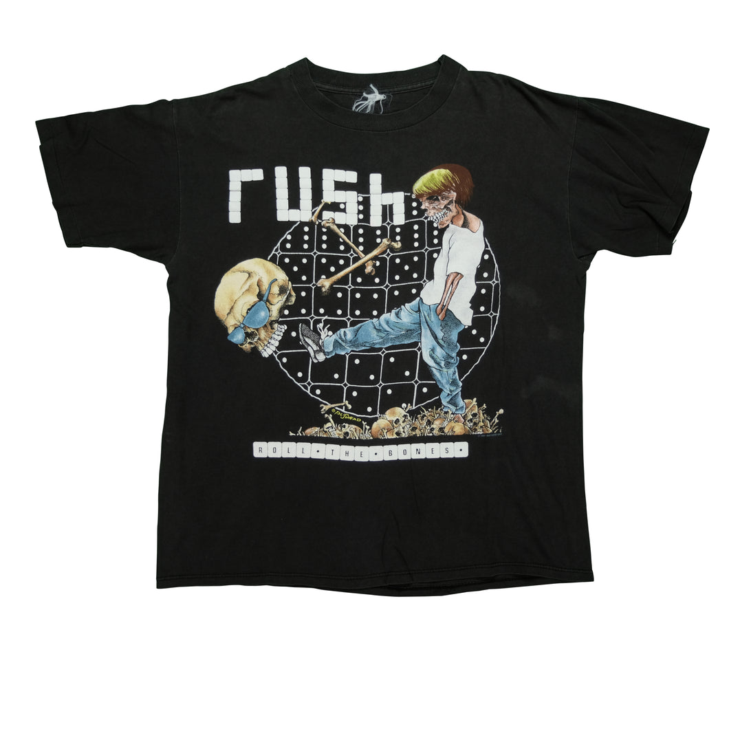 Vintage Rush Roll The Bones Album 1991 Tour Pushead T Shirt 90s Black