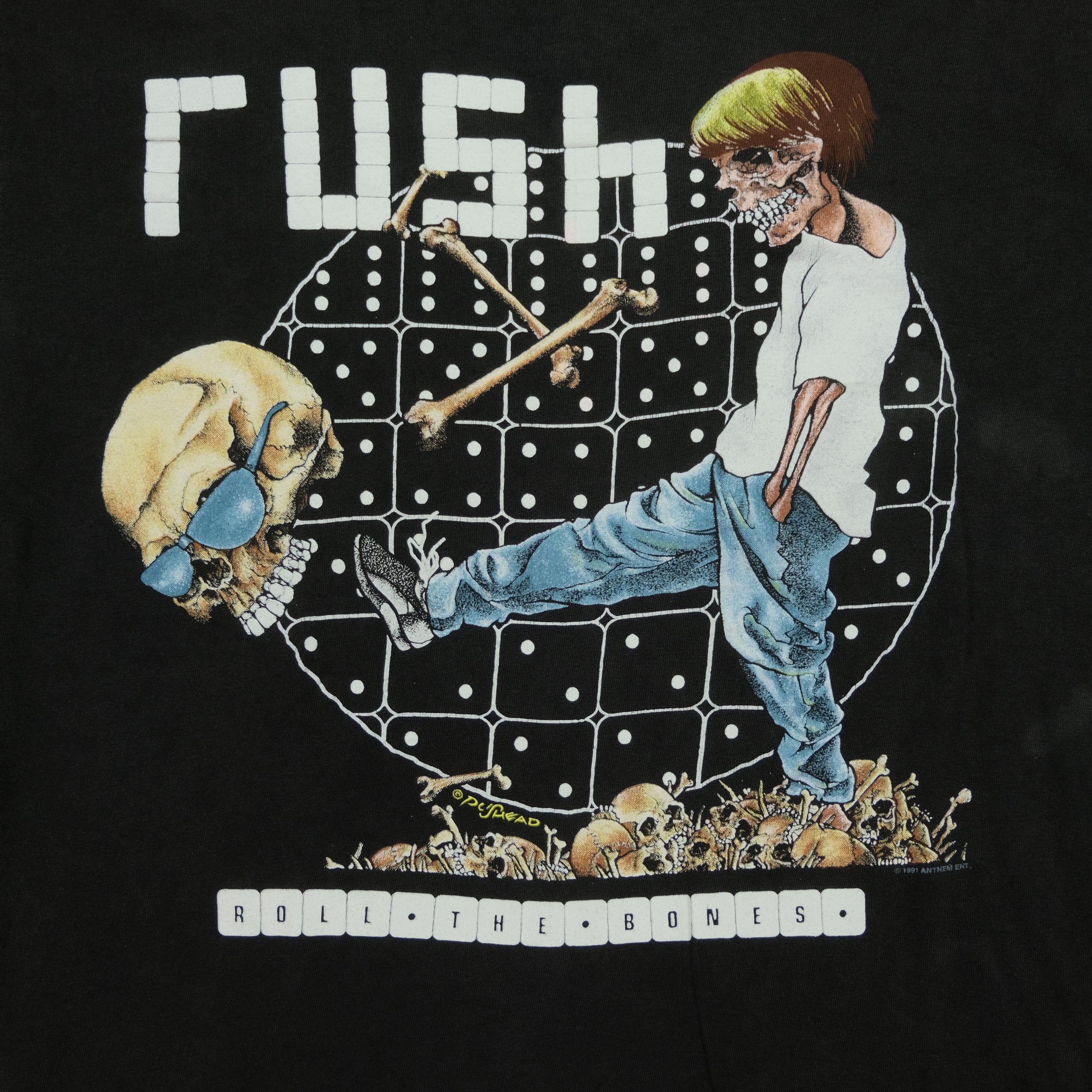 Vintage 1991 Rush Roll The Bones Album Tour Pushead Tee