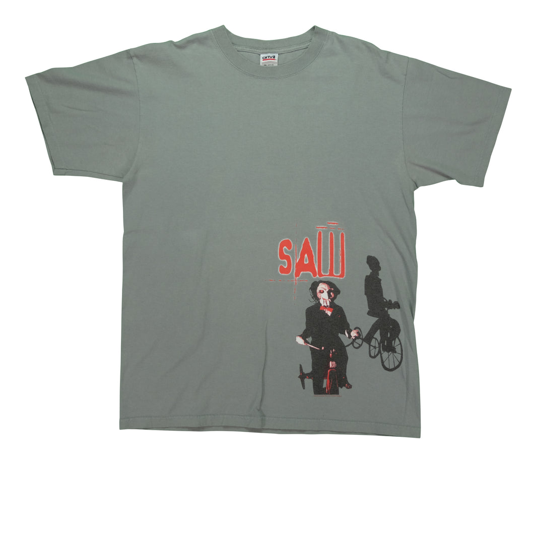 Vintage ANVIL Saw Horror 2003 Film Promo T Shirt 2000s Gray L