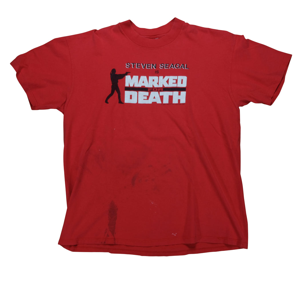 Vintage STEDMAN Marked For Death Steven Seagal 1990 Film Promo T Shirt 90s Red XL