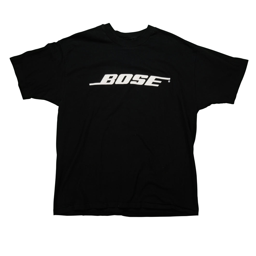 Vintage Bose Spell Out Logo Audio Equipment Promo T Shirt 90s Black XL