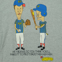 Load image into Gallery viewer, Vintage STANLEY DESANTIS Beavis and Butt-Head Do You Think You&#39;ll Make It To First Base Baseball 1997 T Shirt 90s Gray M
