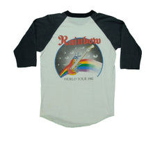 Load image into Gallery viewer, Vintage Rainbow Straight Between The Eyes Album World 1982 Tour Raglan T Shirt 80s White Black
