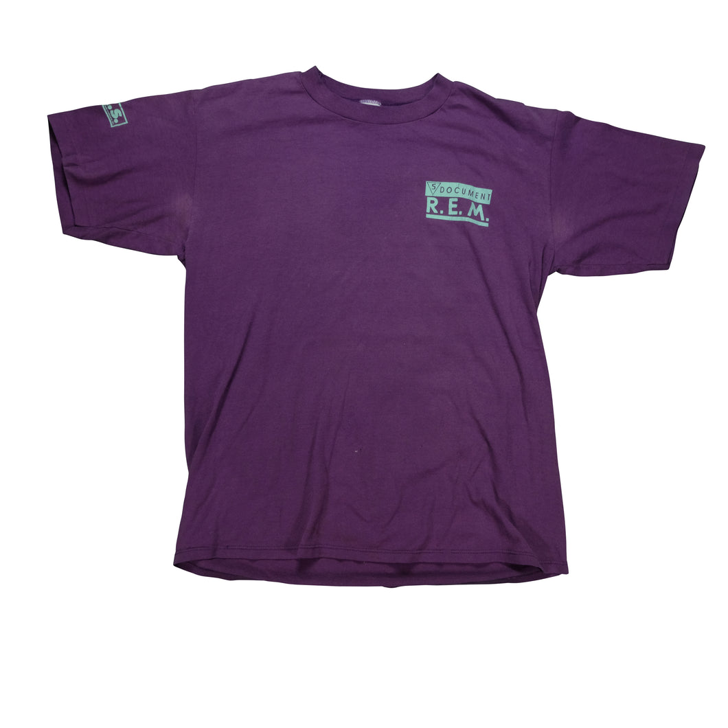 Vintage R.E.M. Document Album IRS Record Label 1987 T Shirt 80s Purple XL