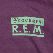 Load image into Gallery viewer, Vintage R.E.M. Document Album IRS Record Label 1987 T Shirt 80s Purple XL
