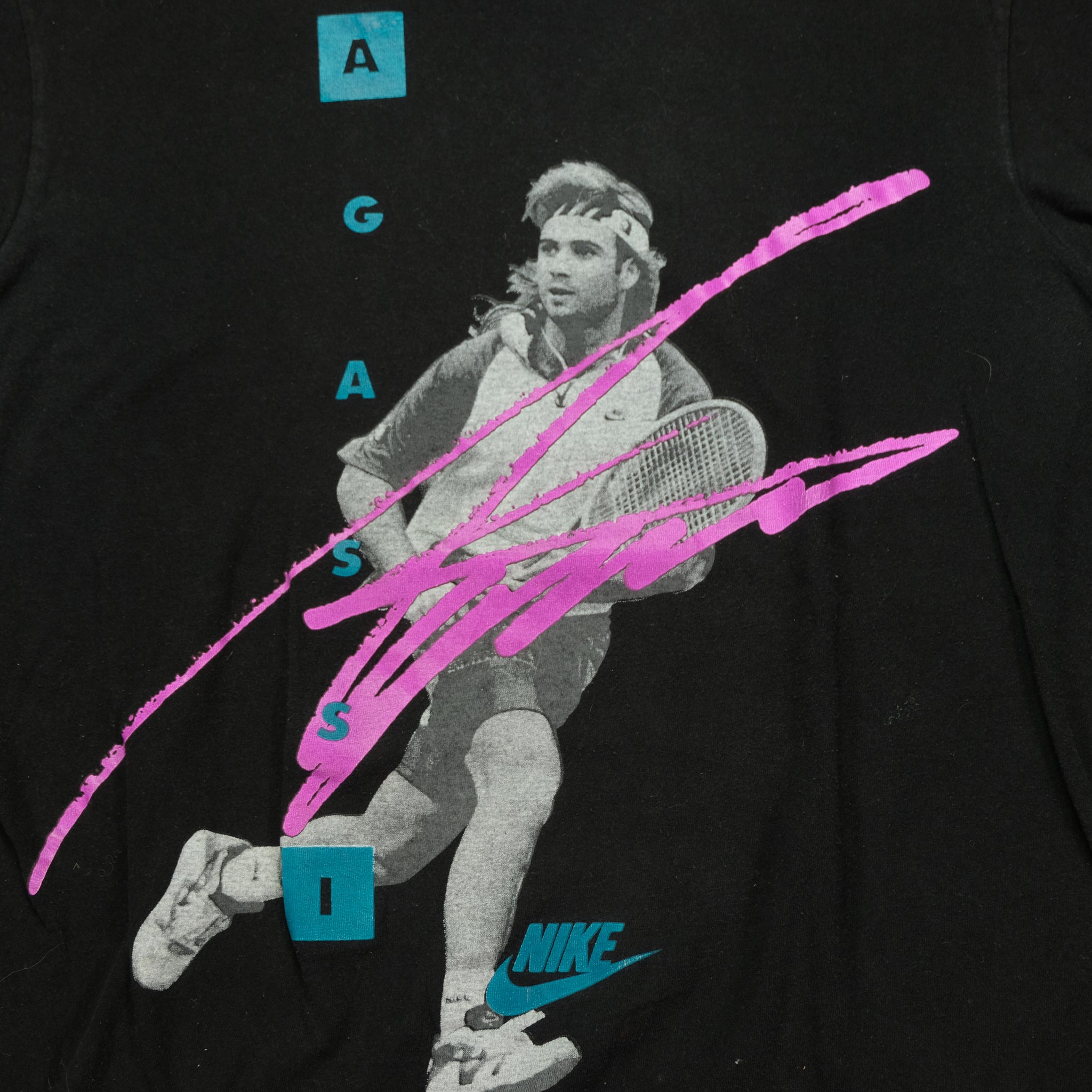 Vintage Nike Andre Agassi Spell Out Swoosh Tee | Reset Vintage Shirts | BUY • SELL • TRADE | St. Louis Kansas City – Reset Web Store