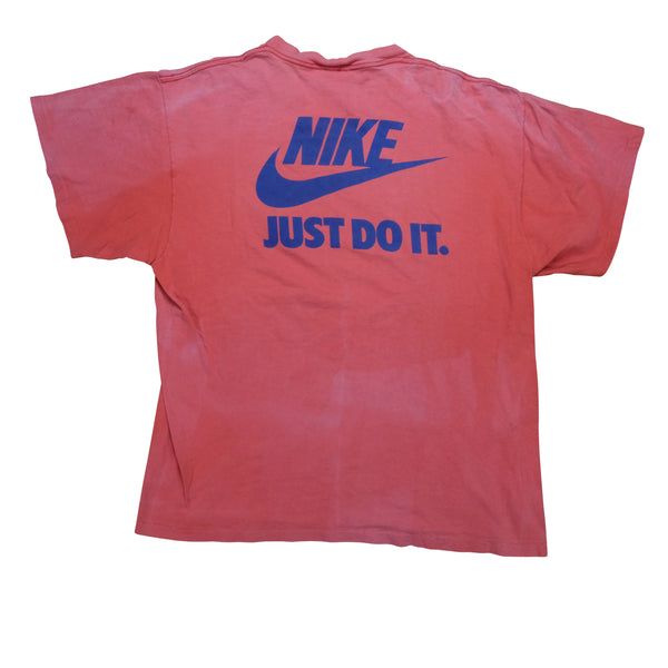 Vintage NIKE Just Do It Spell Out Swoosh Get In Gear 10K Run T Shirt 80s 90s Red XL