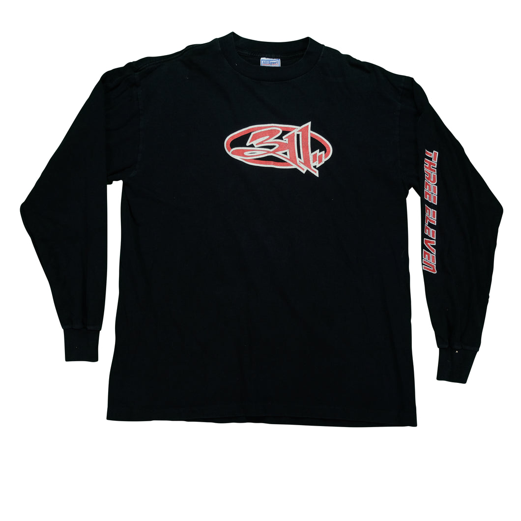 Vintage ALL SPORT 311 Three Eleven Rock Band Tour Long Sleeve T Shirt 90s Black XL